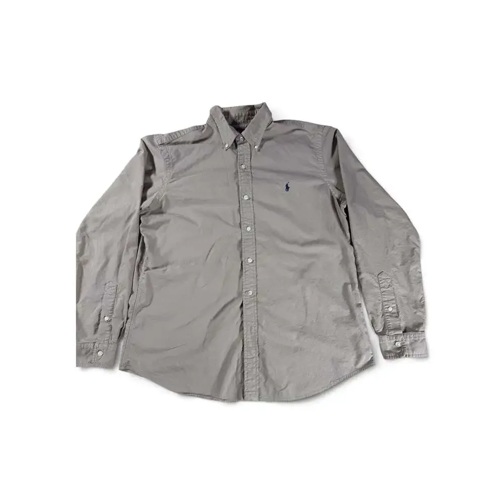 Polo Ralph Lauren Mens L Classic Fit Button Down Shirt Taupe Gray Cotton Pony